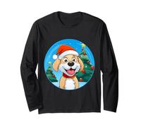 Perro con Gorro de Papá Noel Divertido Navidad Manga Larga