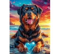 Perro con un corazón bajo el Atardecer Rompecabezas 1000 Piezas Cartón para Mayores Vida Silvestre y Plantas Terapia Ocupacional Regalo Corporativo Garantía Satisfacción Regalo Reyes Magos 1000 PCS