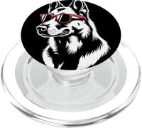 Perro Cool con Gafas Rojas Ilustración para Amante Animal PopSockets PopGrip para MagSafe