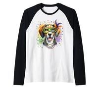 Perro Coonhound Caminante de Mardi Gras Camiseta Manga Raglan