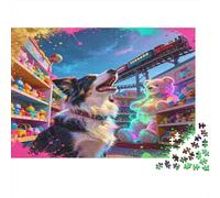 Perro Corgi Bonito Puzzle de 1000 Piezas Juguetería Escena Papel Puzzle para Adultos Ilustración Colorida Ocio Familiar Relajación Regalo 38x26cm/1000pcs