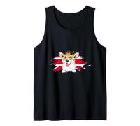 Perro Corgi británico con Corona y Bandera del Reino Unido Londres Inglater Camiseta sin Mangas
