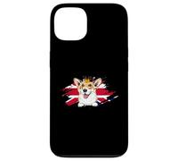 Perro Corgi británico con Corona y Bandera del Reino Unido Londres Inglater Carcasa para iPhone 13