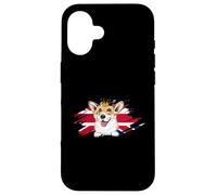 Perro Corgi británico con Corona y Bandera del Reino Unido Londres Inglater Carcasa para iPhone 16