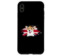 Perro Corgi británico con Corona y Bandera del Reino Unido Londres Inglater Carcasa para iPhone XS MAX