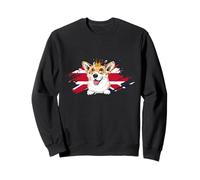 Perro Corgi británico con Corona y Bandera del Reino Unido Londres Inglater Sudadera