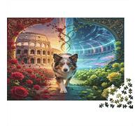 Perro Corgi Coliseo Romano Puzzle de 1000 Piezas Papel Puzzle para Adultos Relajación Decoración Hogar Regalo Familiar 70x50cm/1000pcs