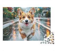 Perro Corgi Puzzle para Adultos Puzzle de 1000 Piezas Calle Llueve Juego de Puzzle 1000 Piezas Relajación Regalo Hogar 38x26cm/1000pcs