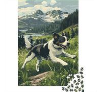 Perro Corre montaña Rompecabezas Estilo Aventura Salvaje Bricolaje Cartón 1000 PC 12+, Juego Familia Desafiante, Colores Vibrantes, Decoración Pared 70x50cm/1000pcs