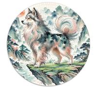 Perro Crestado Chino Puzzle Redondo Familiar Presión Reducida Mascotas Lindas 1000 Piezas Puzzles Regalos Originales De Navidad Y Cumpleaños1000pcs (67.5x67.5cm)