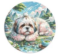 Perro Crestado Chino Puzzle Redondo Familiar Presión Reducida Mascotas Lindas Rompecabezas De 1000 Piezas Juegos Únicos De Desafío1000pcs (67.5x67.5cm)