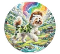 Perro Crestado Chino Puzzle Redondo Familiar Presión Reducida Mascotas Lindas Rompecabezas De 1000 Piezas Regalos Originales De Navidad Y Cumpleaños1000pcs (67.5x67.5cm)