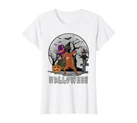 Perro Dabbing Halloween Staffordshire Bull Terrier Perro Dab Camiseta gráfica económica, Mujer, Blanco, S