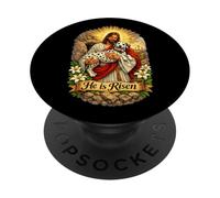 Perro dálmata Él ha resucitado Resurrección de Pascua Cruz derrotada PopSockets PopGrip Adhesivo