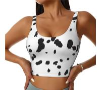 Perro Dálmata Estampado Mancha Negra,Chaleco Deportivo para Mujer, Chaleco Corto sin Mangas para Mujer, Camiseta Deportiva para Fitness para Gimnasio