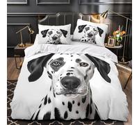 Perro dálmata Funda de Edredón Microfibra Suave Juego de 3 Piezas Estampado 3D Cremallera Oculta incluye Fundas de Almohada Antialérgica Retrato artístico Funda Edredon for niña Single（140x200cm）