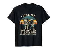 Perro de Elkhound Noruego Me Gusta mi Elkhound & Tal Vez 3 Personas Camiseta gráfica económica, Hombre, Negro, S