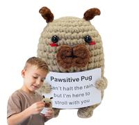 Perro de ganchillo con apoyo emocional, Perro con animales de ganchillo con apoyo emocional | Muñeca cachorro de estímulo | Cheer Up Positive Crochet Dog Lindo Pug positivo Animales po