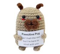 Perro de ganchillo positivo divertido, tejido anti-estrés, gancho positivo cachorro apoyo emocional de punto con tarjeta