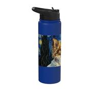 Perro de juguete ruso Van Gogh Noche estrellada Stainless Steel Insulated Water Bottle