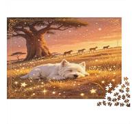 Perro de la Pradera Africana Puzzle de 1000 Piezas Papel para Adultos Atardecer Paisaje Natural Puzzle para Toda la Familia Relajación Hogar Regalo 52x38cm/1000pcs
