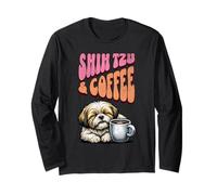 Perro de león Shih-Tzu Dulce y una Taza de café por la mañana Manga Larga