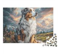 Perro de Mascota Lindo 1000 Piezas Rompecabezas Clásico Actividades Familiares Pastor Australiano en Las montañas Jigsaw Juegos Educativos para Adultos 38x26cm/1000pcs