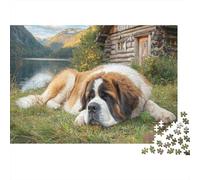 Perro de Mascota Lindo 1000 Piezas Rompecabezas Clásico DecoracióN Familiar San Bernardo por Cabina Jigsaw Desafíos Difíciles para Familiares Y Amigos 70x50cm/1000pcs