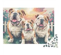 Perro de Mascota Lindo 1000 Piezas Rompecabezas Colorido DecoracióN Familiar Tres Pugs en el jardín Jigsaw Juegos Educativos para Regalo 38x26cm/1000pcs