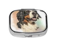 Perro De Montaña De Berna Retrato Realista Berner, Pastillero cuadrado para bolsillo o monedero, pequeño contenedor de pastillas, organizador de pastillas de viaje
