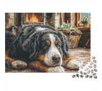 Perro de Montaña de los Pirineos Chimenea Puzzle de 1000 Piezas Papel para Adultos Hogar Relajación Regalo 38x26cm/1000pcs