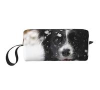 Perro de Nieve Border Collie, Bolsa de Maquillaje Bolsa de cosméticos Bolsa de artículos de tocador de Viaje portátil Bolsa de Maquillaje