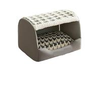 Perro de otoño e invierno con diseño de miles de pájaros a cuadros grandes Golden Retriever Big Deep Sleep Cat Kennel Pet (gris, L)