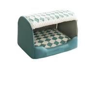 Perro de otoño e invierno con diseño de miles de pájaros a cuadros grandes Golden Retriever Big Deep Sleep Cat Kennel Pet (verde, M)