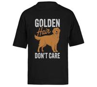 Perro De Pelo Dorado Que No Se Preocupa Camiseta Extragrande Holgada Negra Unisex Unisex Black tee Baggy Oversized T-Shirt