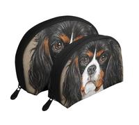 Perro de Regalo Cavalier King Charles Spaniel, Bolsa de Maquillaje de Concha, Monedero pequeño para Mujer, Bolsa de artículos de tocador, Bolsa de cosméticos, 2 Piezas