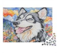 Perro de Trineo de Alaska Rompecabezas para Adultos Rompecabezas De Madera De 1000 Piezas DecoracióN Familiar Juegos Desafiantes Gran Regalo para Adultos 1000pcs (75x50cm)