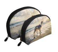 Perro del Cielo de mar Border Collie, Bolsa de Maquillaje de Concha, Monedero pequeño para Mujer, Bolsa de artículos de tocador, Bolsa de cosméticos, 2 Piezas