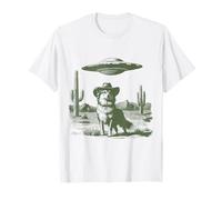 Perro del suroeste en Sombrero de Vaquero con Paisaje del Desierto del OVNI Camiseta