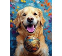 Perro Diamond Painting, 5D Diamond Painting Adultos Animal, DIY Manualidades Adultos Kit Punto de Cruz, Cuadro Diamantes Cristal Bordado Artesanía, Decoración Hogar, Regalo Mujer 40x50cm fjh-3835