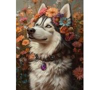 Perro Diamond Painting, 5D Diamond Painting Adultos Flor, DIY Manualidades Adultos Kit Punto de Cruz, Cuadro Diamantes Cristal Bordado Artesanía, Decoración Hogar, Regalo Mujer 100x130cm fjh-1130