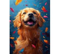 Perro Diamond Painting, 5D Diamond Painting Adultos Pluma, DIY Manualidades Adultos Kit Punto de Cruz, Cuadro Diamantes Cristal Bordado Artesanía, Decoración Hogar, Regalo Mujer 40x50cm fjh-1432