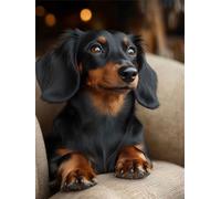 Perro Diamond Painting, Animal Diamond Painting Adultos, 5D Pintura Diamante NiñOs, Full Drill círculo Cristal Gem Conjunto De ArtesaníA Principiantes, Para Decoracion Navidad Interior 25x35cm 0U-944