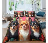 Perro Divertido 3D Impreso Funda Nórdica Microfibra, Decoración de Dormitorio Juego de Ropa de Cama Mascotas, Suave y Transpirable para Hogar y Colegio Single（140x200cm）