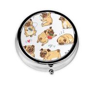 Perro divertido impreso, Pastillero, Pastillero redondo Pequeño contenedor de pastillas Organizador de pastillas de viaje