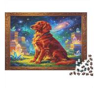 Perro Dorado Arte Fantástico Puzzle de 1000 Piezas Papel Puzzle para Adultos Paisaje Cósmico Relajación Regalo Familiar Decoración Hogar 70x50cm/1000pcs