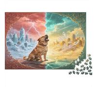 Perro en Ciudad Puzzle de 1000 Piezas para Adultos Papel Juego de Puzzle 1000 Piezas Escena Contraste Climático Relajación Decoración Regalo 70x50cm/1000pcs