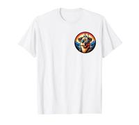 Perro en el Castillo de Neuschwanstein Camiseta gráfica económica, Hombre, Blanco, L