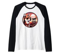 Perro en el Gran Santuario de Inari, Fushimi Japón Kioto Camiseta Manga Raglan
