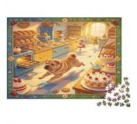 Perro en Panadería Puzzle de 1000 Piezas Papel para Adultos Juego de Puzzle 1000 Piezas Panadería Familiar Relajante Decorativo Regalo 52x38cm/1000pcs